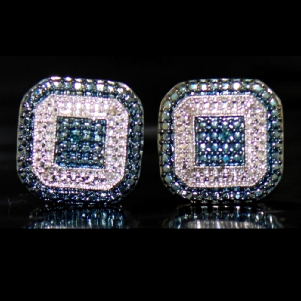 Genuine Blue Diamond Earrings